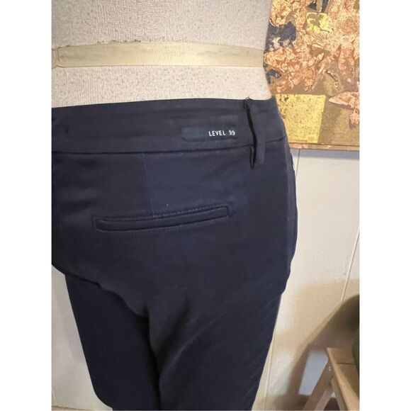 Level 99 Navy Francis Lacey Double Welt Zip Trouser Size 32 P Ankle Slit Stretch - Picture 7 of 12